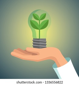 Icon on the theme of ecology. Vector flat icon of eco-friendly. Save energy