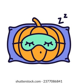 
Icon on the theme Halloween. Icon related to mask, sleeping pumpkin, pillow