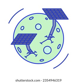 Icon on the theme moon solar arrays. Icon related to Space solar arrays 