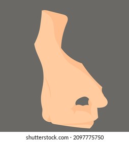 icon on a thin and graceful hand in beige color on a gray background vector illustration