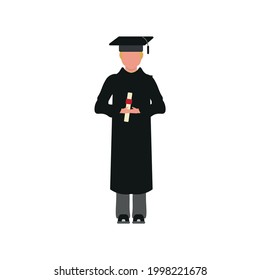 Icon on white background of man on graduation day