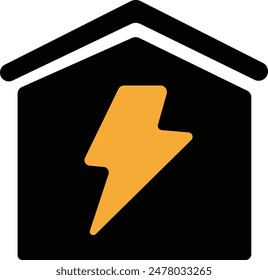 icon on a white background power house icon black house yellow power icon flash icon	