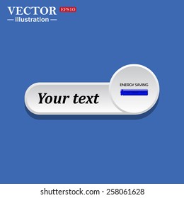 icon on white button for web sites. Blue background with shadow. energy saving battery. icon. vector design