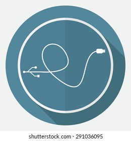 Icon on white circle with a long shadow