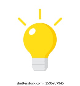 Icon on white isolated background. Yellow Light bulb symbol on isolated background. Electric energy symbol with light. Idea, creativity sign. Vector illustration