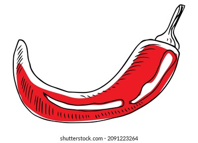 Icon of one continuous linear drawing of chili, healthy organic hot pepper Concept of fresh chili pepper for vegetable icon. Modern design of a single line drawing graphic vector illustration