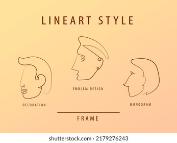Icon one line faces. Logo line artistic design. Elegant brochure for for theaters, trainings, museums, beauty salons, events