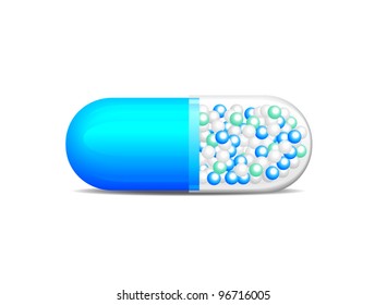 icon of one medical tablets with granules on a white background