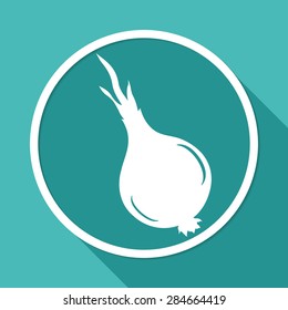 Icon onion on white circle with a long shadow