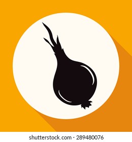 Icon onion on white circle with a long shadow
