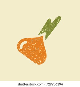 Icon of a onion. Stylized drawing with colored pencils