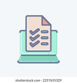 Icon Onlie Test. related to Education symbol. doodle style. simple design editable. simple illustration