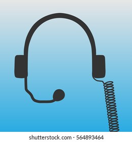 Icon online audio chat. Headphones with a microphone cord.