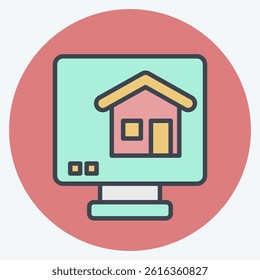 Icon Online Blue Print. related to Civil Engineering symbol. color mate style. editable