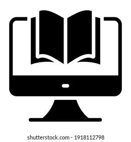 Icon of online book, solid design