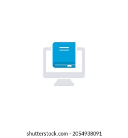 Icon online digital book tutorial lesson single pictogram flat icon style graphic design vector