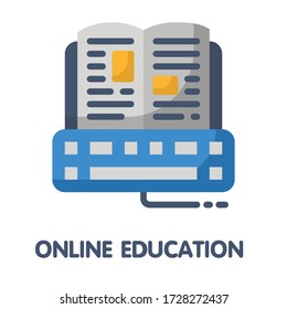  icono Educación en línea en ilustración de diseño de estilo plano sobre los pasos de fondo blanco.10
