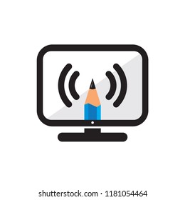 Icon or online education logo. The concept of online education. Vector illustration