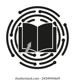 Symbol Online-Lernen. Buch mit digitalem Cursor. E Bildungsressourcensymbol. Vektorgrafik. EPS 10.