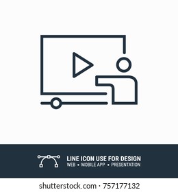Icon online media teaching video graphic design single icon vector illustration
