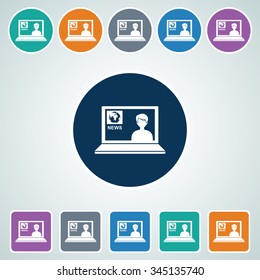 Icon of Online News in Multi Color Circle & Square Shape. Eps-10.