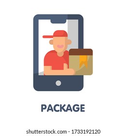 Icon online package flat style icon design  illustration on white background eps.10