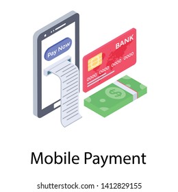 
Icon of online payment bill in isometric design.
