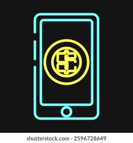 Icon online payment. Economy elements. Icon in neon style.