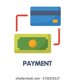 Icono de pago en línea estilo plano ilustración de diseño de icono en el fondo blanco eps.10