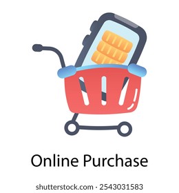 An icon of online purchase in flat style 