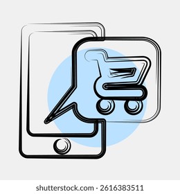 Icon online shopping. Cashless society elements. Icon in color spot style.