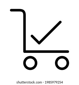 Icon for online shopping, delivery and shipping status. Successfully delivered and received.