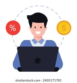 Icon of online shopping in flat editable style 