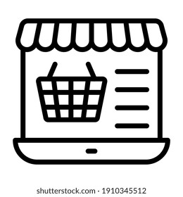 Icon of online shopping, linear design