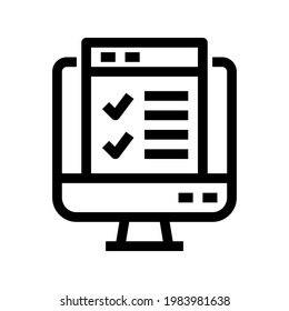 Icon Online Survey With Style Outline