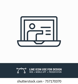 Icon online teaching videos graphic design single icon vector illustration