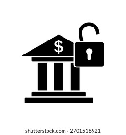 Ícone de um banco aberto, isolado contra um fundo limpo.