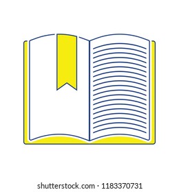 Icon of Open book with bookmark. Thin line design. Vector illustration.