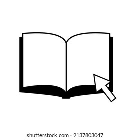 Icon with open book cursor. university, e-learning college concept. Education, learning, study. Vector illustration. stock image. 