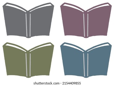 Icon of an open book. set of four colors.