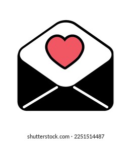icon of an open envelope with a heart, minimalistic illustration for Valentine's Day.