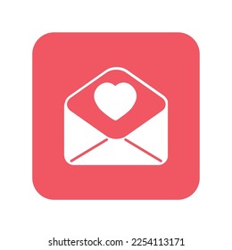 ícono de un sobre abierto con corazón, ilustración minimalista para el Día de San Valentín.