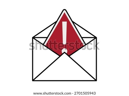 Icon of an open envelope with a red exclamation mark, representing a dangerous alert or mail.