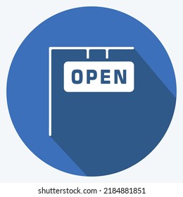 Icon Open House. suitable for education symbol. long shadow style. simple design editable. design template vector. simple illustration