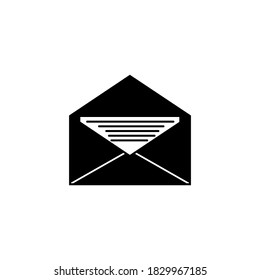 Icono con imagen de letra abierta. Abrir documentos en papel en sobres. Ilustración vectorial de aislado sobre fondo blanco.