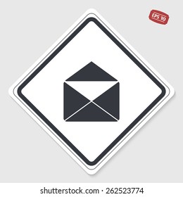 Icon open mail. Flat design style. Made vector illustration. Emblem or label with shadow.