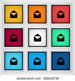 Icon open mail. Flat design style. Made vector illustration. Emblem or label with shadow.