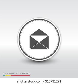 Icon open mail. Flat design style. Made vector illustration. Emblem or label with shadow.