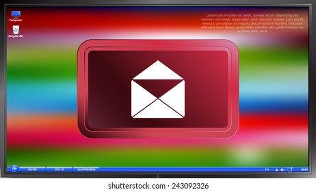 Icon open mail on the screen monitor. Made vector illustration