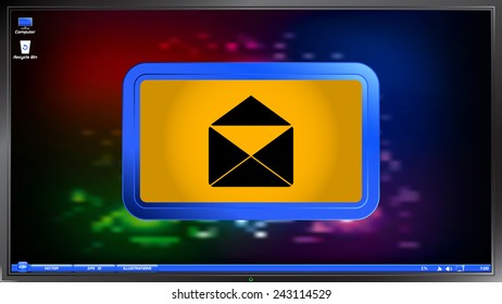 Icon open mail on the screen monitor. Made vector illustration